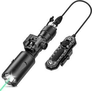 Rifle Light 1000 Lumens Picatinny Flashlight for Rail Mount, Tactical Flashlight Green Beam Laser Light Combo, Long Gun Light with Remote Switch Constant Strobe
