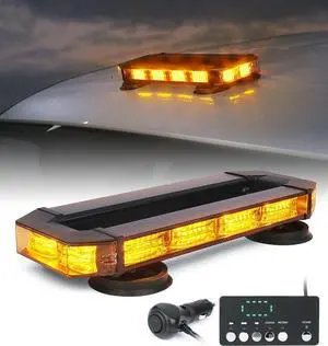 Rooftop Strobe Beacon Lights Bar Amber LED Emergency Traffic Security Lightbar w/Heavy-Duty Magnetic Base Warning Flashing Light for Construction Vehicles Trucks Postal Mail Carrier Snow Plow