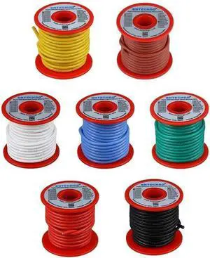 14 Gauge Silicone Wire Kit 7 Color Each 25 ft Flexible 14 AWG Stranded Tinned Copper Wire