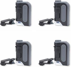 MicroBrite Pro 60x-120x LED Lighted Pocket Microscope with Aspheric Lens System and Smartphone Digiscoping Clip - Set of 4 (MM-350MU), Grey