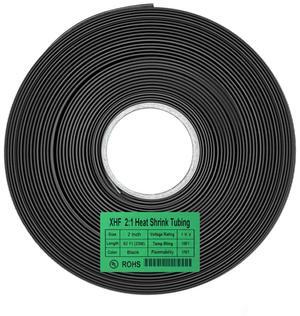 Listed 82 FT 2" Heat Shrink Tubing Roll 2:1,Electrical Industrial Shrink Tube for Wire Insulation Compliant Black