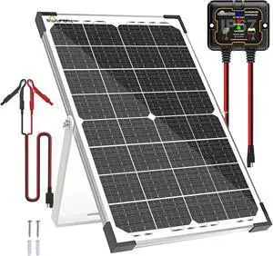30W Solar Battery Charger Solar Battery Maintainer + Upgrade 10A MPPT Charge Controller + Adjustable Mount Bracket for Car RV Boat Motorcycle12V Waterproof Solar Panel Kit Trickle Charging