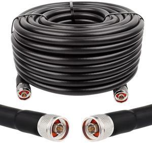 RF N Male to N Male Cable 75FT, 50 Ohm Low Loss Cable KMR400 Coax Extension Cable for 3G/4G/5G/LTE/GPS/WiFi/RF/Ham/Radio to Antenna or Phone Signal Booster Use