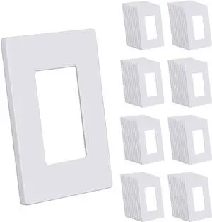 Screwless Decorator Wall Plates, 80 Pack 1-Gang Light Switch Covers, Single Decor Receptacle Outlet Cover, Impact Resistant, Standard Size 2.91 X 4.68, UL Listed, Gloss White