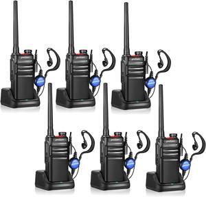 Waterproof walkie talkies Long Range for Adults, Work,and Outdoor with earpieces and Fast Charger DockHandheld Two Way Radio Rechargeable NOAA walkie Talkie (6 Pack)