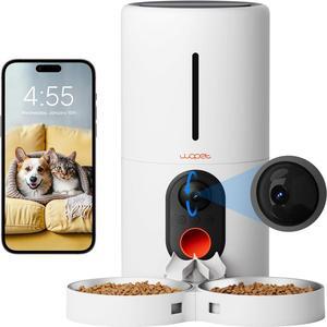 Automatic Cat Feeder with Camera for Two Cats, 6L Automatic Dog Feeder with HD Video and Night Vision, 5G/2.4G WiFi Pet Feeder for Cats & Dogs, SD Card Storage & 2-Way Audio