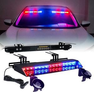 Red Blue LED Dual Visor Strobe Light Bar, Windshield Sunvisor Emergency Safety Warning Police Traffic Advisor Flashing Lightbars w/Suction Cup for Volunteer Firefighter POV Vehicles Trucks
