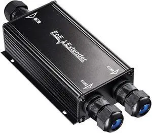 2 Channel Gigabit Outdoor PoE Extender2 Output PoE Ports, IP67 Waterproof, 10/100/1000Mbps, PoE Repeater/PoE Amplifier/PoE Booster, Wall-Mount, Comply with 802.3bt / 802.3at / 802.3af