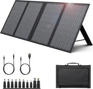 60W Foldable Solar Panel Charger with 18V DC Outlet for Portable Power Stations EnginStar/Jackery/Rockpals/Flashfish, Portable Solar Generator with QC 3.0 for Outdoor Camping Van RV Trip