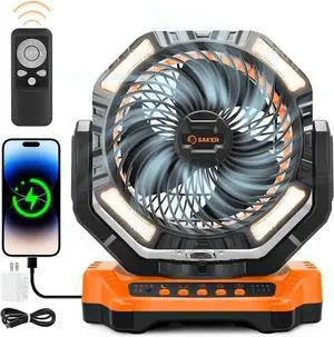Rechargeable Camping Fan-40000mAh Battery Powered Tent Fans with LED Lantern,Hanging Hook,Auto-Oscillating,Quiet Portable Ceiling Table Fan for Car Travel RV Camp Hurricane Emergency