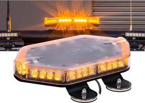 NanoFlare NFMB40 12" 12V 40W AMBER LED Strobe Mini Light Bar [Magnet/Permanent Mount] Yellow Rooftop Rotating Safety Flashing Emergency Warning Beacon Lightbar for Work Truck Vehicle