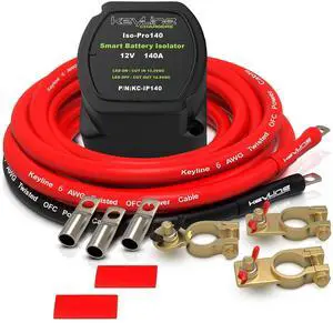 Dual Battery Isolator Kit 12V - 140 Amp Voltage Sensitive Relay (VSR) for Dual Battery Setup