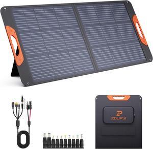 100W Portable Solar Panel,Camping Essentials,100 watt 20V Foldable Solar Charger for Power Station,QC3.0 USB-A &Type-C Output,23.5% High Efficiency IP67 Waterproof for Camping RV Blackout