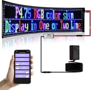 Double Row Scrolling LED Sign,Programmable Flexible LED Matrix Panel,Bluetooth APP Control,DIY Text, Patterns, Animations (37"x 8")