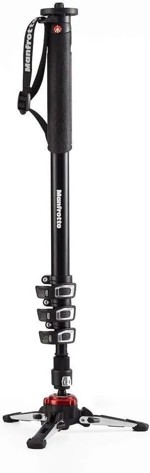 Manfrotto Video Monopod XPRO+, 4-Section Aluminium Camera and Video Support Rod with Fluid Base, Photography Accessories for Content Creation, Video, Vlogging