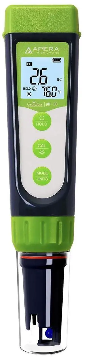 Instruments AI104G GroStar Series GS4 pH/EC/500ppm/700ppm Combo 5-in-1 Pen Tester Kit with Replaceable Double-Junction pH/EC Probe for Hydroponics Water Quality Testing, Gen II