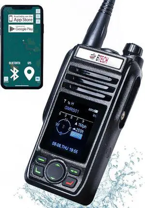 GMRS-PRO 5W Long-Range GMRS Radio  IP67 Waterproof, Bluetooth VOX, GPS, Texting, NOAA, Compass, Dual-Band Scanner, Off-Grid Location Sharing, Two-Way Walkie Talkie