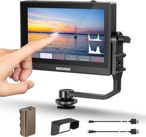 F500 5.5 Inch Camera Field Monitor, HDR Touch Screen with 3D LUT, Waveform, Vector Scope, Full HD 1920x1080 IPS 4K HDMI Loop in/Out DSLR Video Peaking Focus Assist, Tilt Arm, Battery