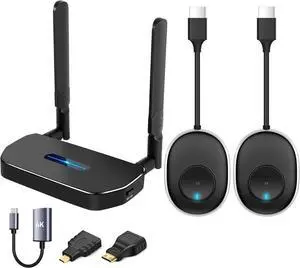 Wireless Hdmi Transmitter and Receiver 4k Kit.One Receiver and Two Transmitter Packages,Switch at Will,Matching Distance 50M VGA Dual Screen Casting Video Audio from PC/Laptop/TikTok to Monitor
