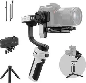 3E Mirrorless Gimbal Lightweight Stabilizer, Up to 3kg/6.6lbs Payload, 3-Axis Camera Gimbal for Canon//Panasonic/Nikon, Bluetooth Shutter Control, Native Vertical Shooting