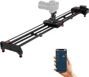 120cm Motorized Camera Slider, APP Professional Carbon Fiber Dolly Rail Camera Slider, Motorized Time Lapse and Video Shot Follow Focus Shot and 120 Degree Panoramic Shooting