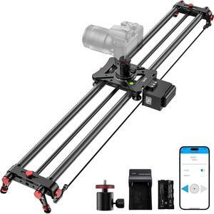 Camera Slider Motorized 47" /120cm, Button/APP Dual Control, Automatic Round Trip, Time Lapse, Panoramic Shooting, Video Capture, Slider Smooth and Stable, 120°Panoramic Shooting, Carbon Fiber Tube
