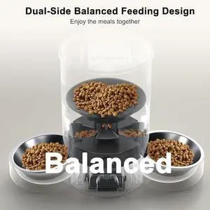 Cat Feeder with 5G WiFi, 20 Cups/5L SURDY Automatic Cat Food Dispenser for 2 Cats Smart Pet Feeder with APP Control for Remote Feeding, Dual Power Supply 12 Portions 6 Meals Per Day