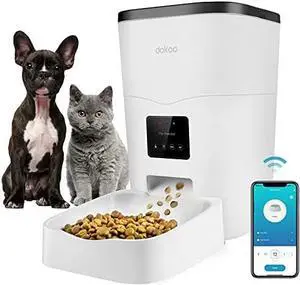 Automatic Cat Feeder, 3L Smart Cat Dry Food Dispenser with Portion Control & Timer, 1-10 Meals, Voice Recorder, Support 2.4G WiFi, Auto Pet Feeder for Cats and Small Dogs (White)