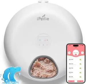 Donut Frost WiFi 6 Meal Automatic Wet Food Feeder with Ice Packs for Senior and Weak Pets, App Control Programmable Timer, Holds 6 x ½ lb. of Food, Black