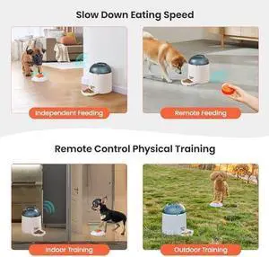 Dog Puzzle Feeder Toy, Interactive IQ Training, Electronic Treat Dispenser, Automatic Rechargeable with Remote for Food Dispensing, All Breeds, 280ml Capacity