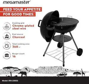 18" Heavy Duty Charcoal Kettle Grill, Outdoor Cooking, Camping Patio, Backyard, Tailgating, Black