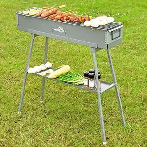 Commercial Quality Portable Multiple Size Hibachi BBQ Lamb Skewer Folded Camping Barbecue Grill for Garden Backyard Party Picnic Travel Outdoor Cooking Use(31.6x10.3x5.1 inch)