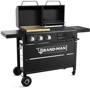 Propane Gas Grill, Portable Standup Grill with Folding Cart & Push-Button Ignition, Ideal for Camping, Tailgating, BBQ, Backyard, Patio & More