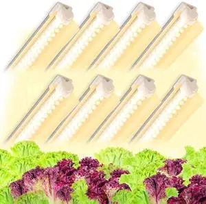 LED Grow Lights, 2FT T8 Grow Lights, 192W(8×24W) Full Spectrum Grow Light Strips with Reflectors, High PPFD Value Grow Lights for Indoor Plants
