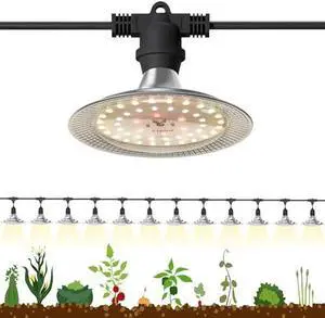 Outdoor LED Grow Lighs,Waterproof String Grow Light,Full Spectrum Grow Light Strip, 44FT Outdoor Grow Light for Veg Seedling Flower in Greenhouse, Garden, Backyard, Farm (12-Light)