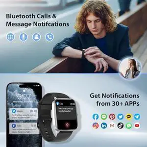 Smart Watch for Women Men, 2025 New Smartwatch (Answer/Make Call) for iPhone/Android, 1.85" HD 60+FPS Screen Fitness Tracker with 110+ Sport Modes, Sleep/Health Monitor, IP68 Waterproof, with 2 Bands
