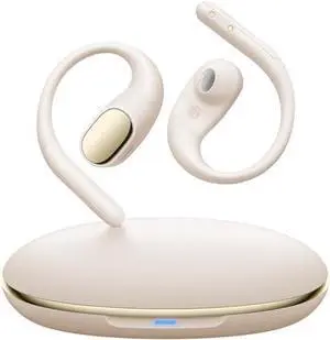AI Open Ear Earbuds, 60Hrs Playtime Bluetooth Headphones, 0.2 Oz Ultralight Open Ear Headphones, With Earhooks HD Mic IPX7 Waterproof, AI Translation Earbuds Real Time for Travel Running Beige