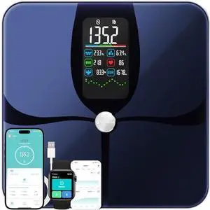 Body Fat Scale for Body Weight, 4.68 Large Display with Trend Smart Weight Scale with BMI, Body Fat, Muscle Mass, Heart Rate, Upgraded 20 Body Composition Scale with App, Bathroom Scale White