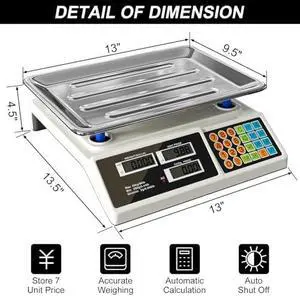 Price Computing Scale 88lb/40kg LCD Digital Commercial Price Scale with Stainless Steel Platform,Produce Scale & Food Scale for Farmers Market, Retail Outlets, Meat Shop (Flat Plate)
