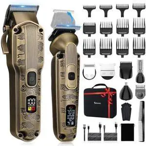 Professional Hair Clipper for Men Hair Cutting Kit Men's Beard Trimmer Hair Trimmer Shaver Cordless Barber Clippers and Trimmers Set Black