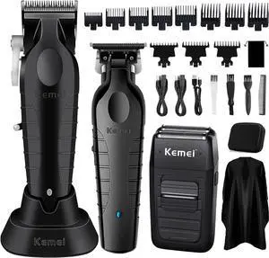Professional Hair Clipper, Hair Trimmer, Beard Shaver Set for Men, Electric Cordless Barber Clipper Beard Trimmer, Rechargeable Fade Clipper Haircutting Kit, KM-2299, KM-2296, KM-1102