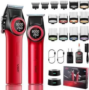 001 Professional Hair Clippers for Men, Cordless Barber Clippers for Hair Cutting, Carbon Steel Blade Hair Trimmers for Barbers, 9000RPM, LED Display, Black