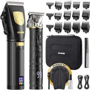 Hair Clippers for Men Professional, Cordless Clippers for Hair Cutting, Mens Hair Clippers and Trimmer Kit for Barber with LED Display 15 Guide Combs