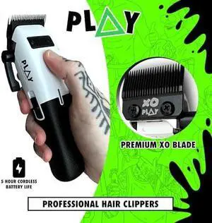 Play Barber Hair Clippers for Men 7500 RPM with Rubber Grips (Blackout 3 Set)