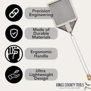 County Tools Old-Fashioned Fly Swatter | 5-Pack | Wire Frame with Wooden Handle | Strong Mesh | Sewn Edges | Take Out Pesky Pests Effectively Unlike Plastic | Old-World Design