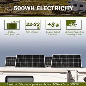 100 Watt 12 Volt 9BB Cell Portable Solar Panel Suitcase w/ 30 Amp PWM Charge Controller for Solar Generator, Power Station, Battery Charging, RV, Camping, Off-Grid