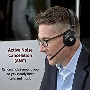 Essential Bluetooth Headset (HS-2000BT)  Professional Wireless Headset Optimized for UC Platforms, ANC & ENC technology Ensure Quality Audio for Calls & Music, Earcup Controls, Comfortable