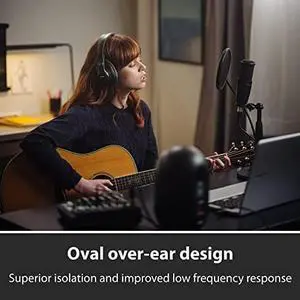 Audio K371 Wired Over-Ear, Closed-Back, Foldable Professional Recording Studio Headphones, Studio Monitor Mixing, Podcast, DJ Stereo Headsets, Black
