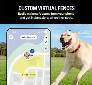 3 Smart Dog Collar - GPS Dog Tracker and Activity & Health Monitor, Waterproof, LED Light, Escape Alerts, Nationwide Coverage [Free 1 Year Membership] (Pink, Medium)