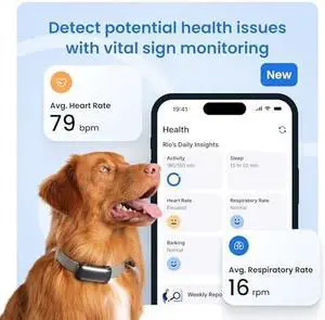 Smart Dog GPS Tracker | Live Pet Tracker with Virtual Fence | Vital Signs Monitoring of Heart & Respiratory Rate | Bark Monitoring | Dog Collar Attachment (Black)